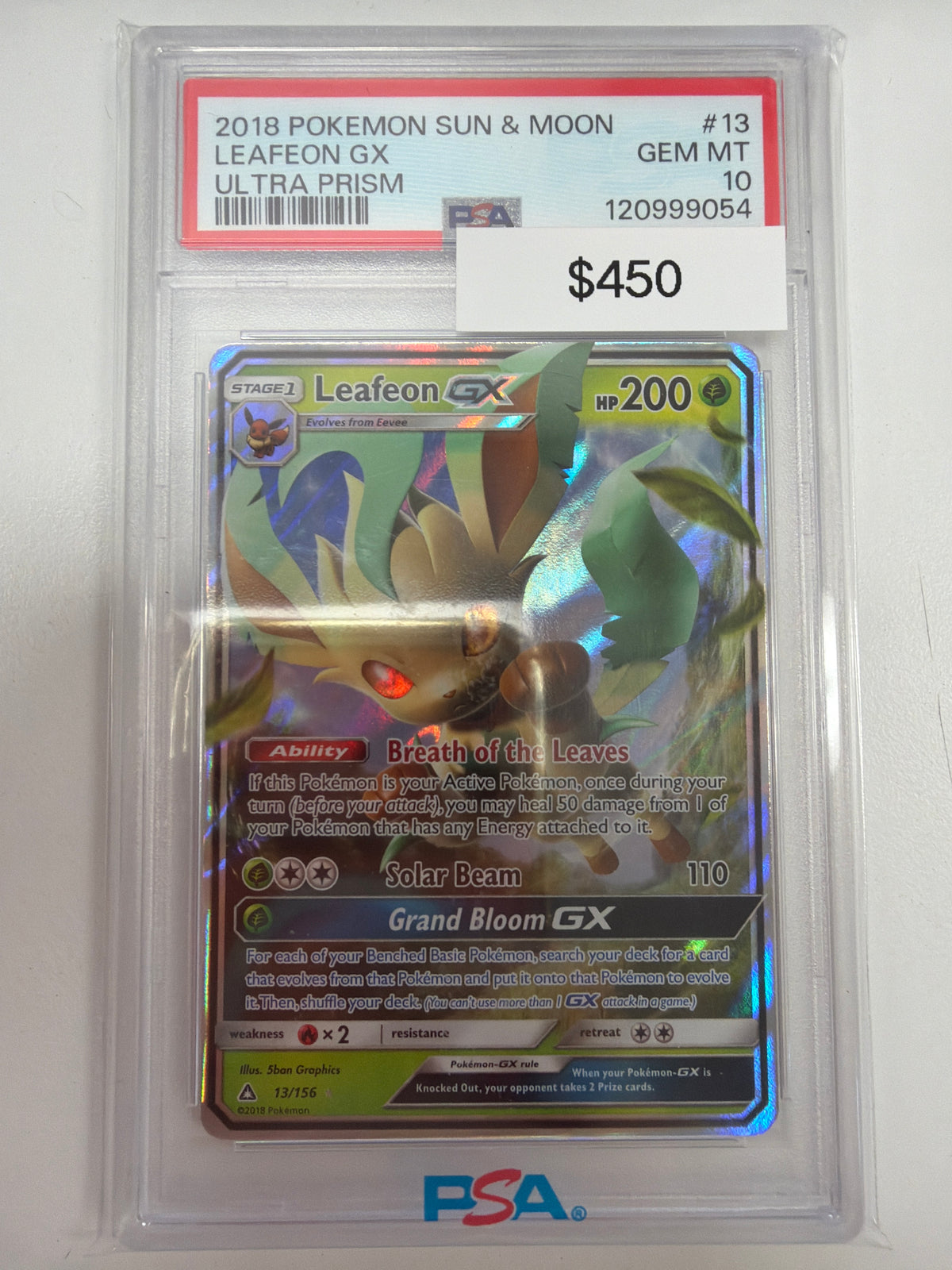 Pokemon Leafeon GX Ultra Prism 13/156 PSA 10