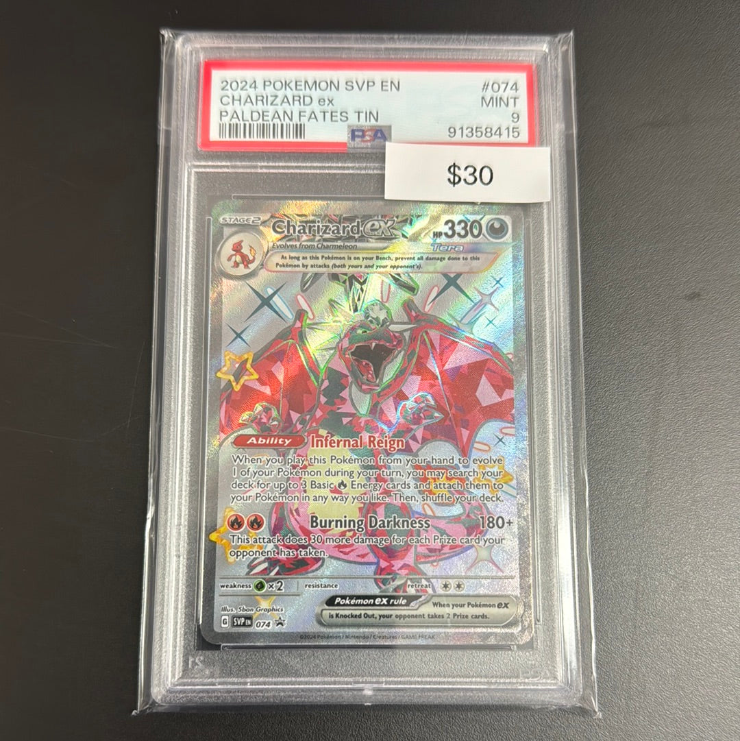 Pokémon Paldean Fates Charizard EX #074 PSA 9