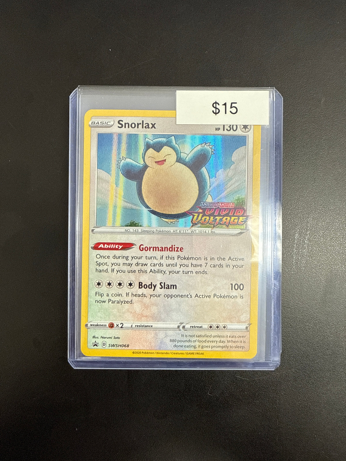 Pokémon Snorlax Vivid Voltage Stamped SWSH068