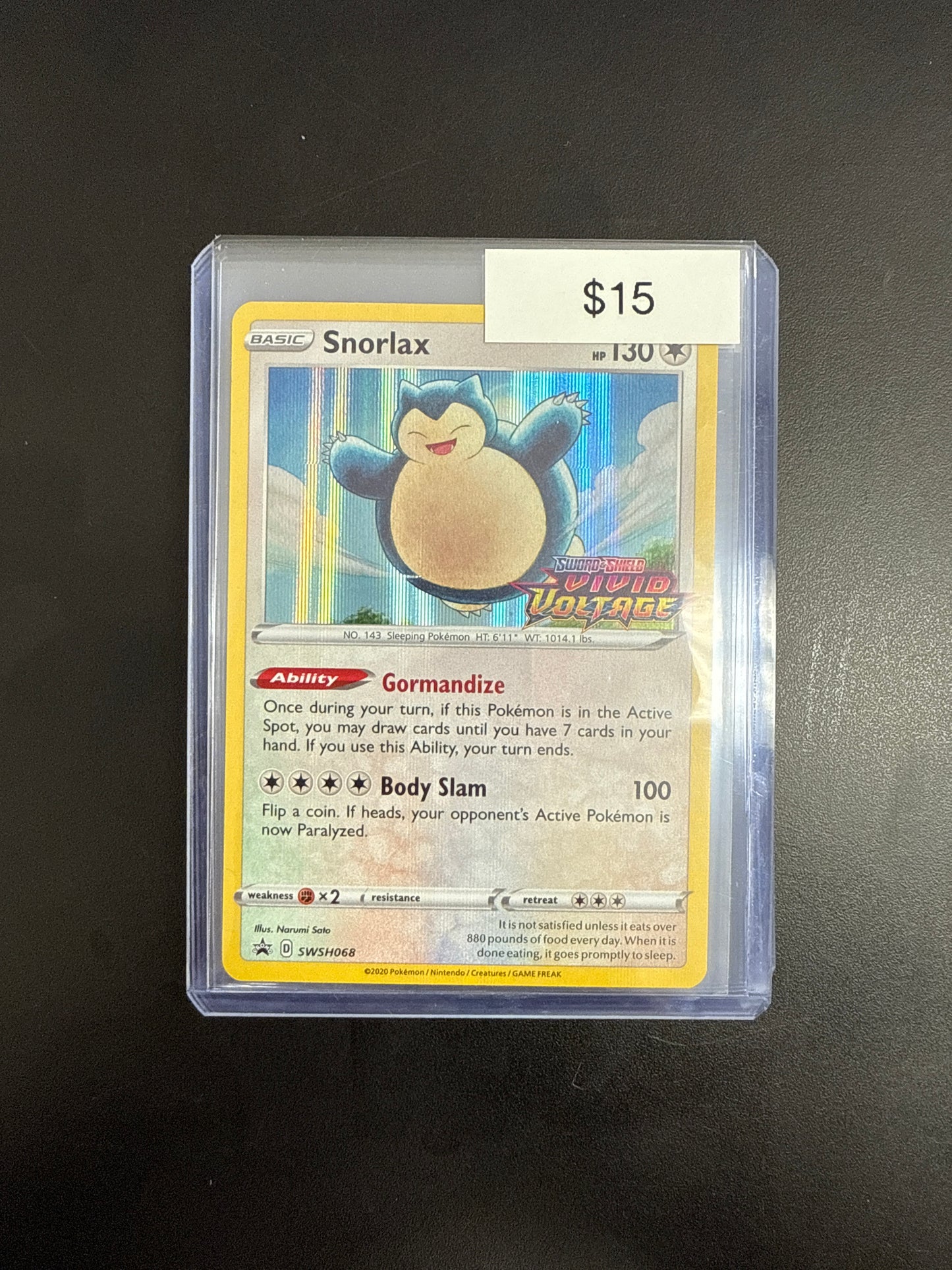 Pokémon Snorlax Vivid Voltage Stamped SWSH068