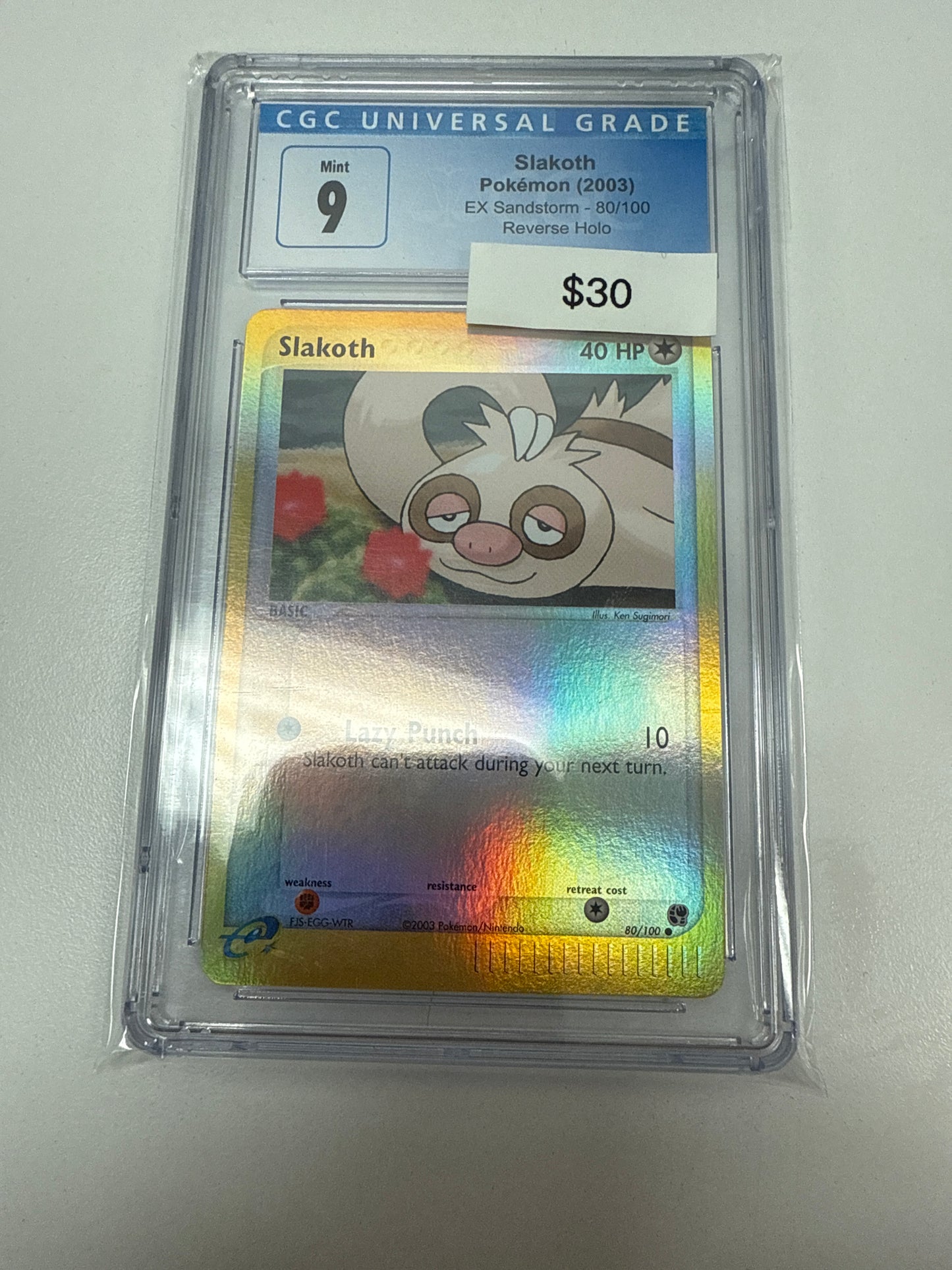 Ex Sandstorm Slakoth Reverse Holo #80/100 Cgc 9