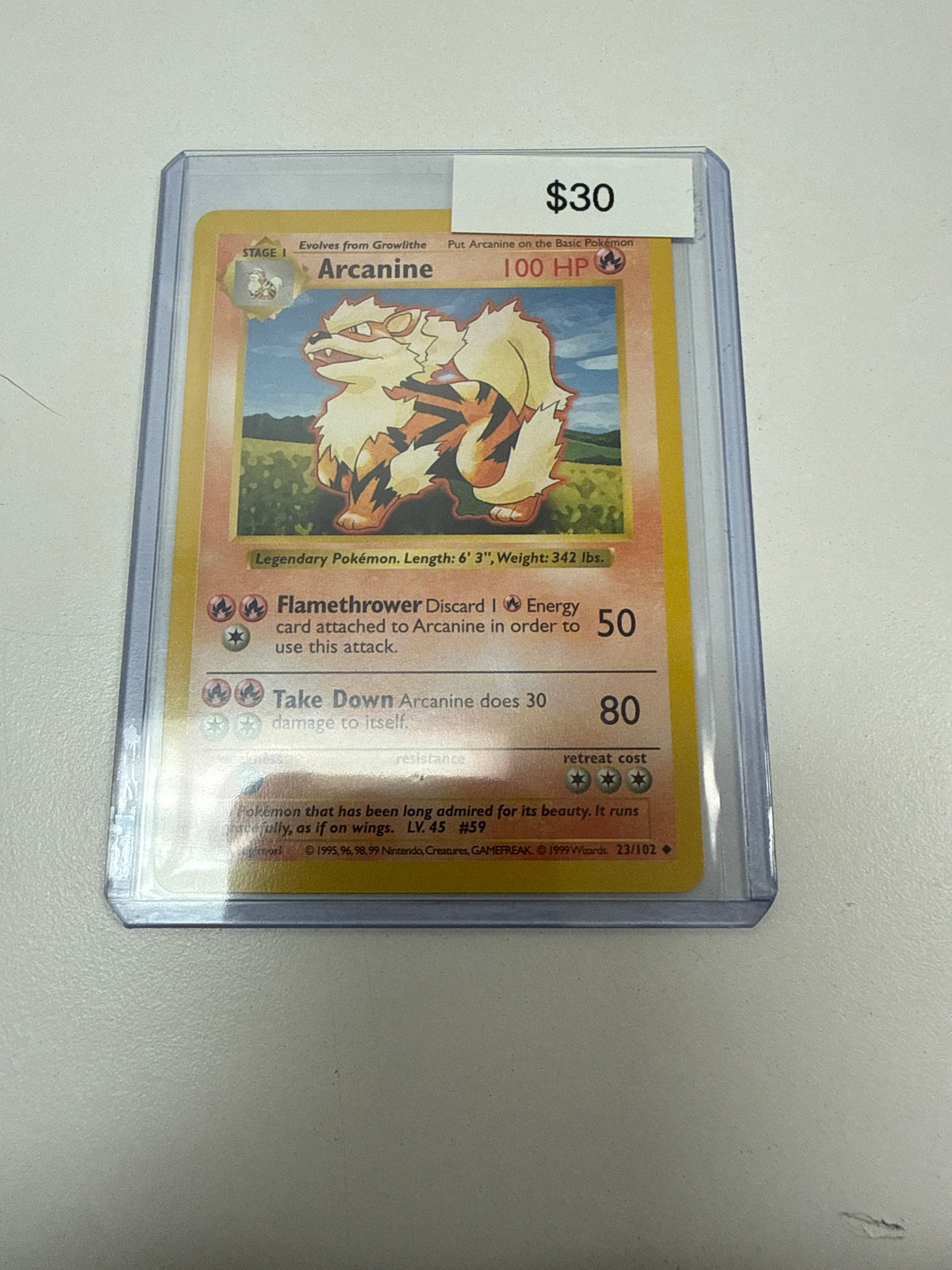 Pokemon Arcanine Shadowless Non-Holo #23/102