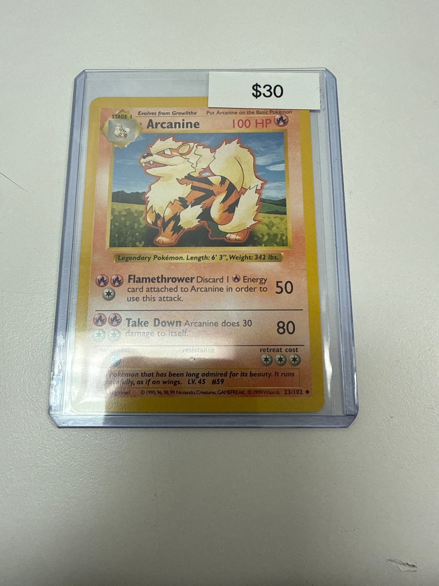 Pokemon Arcanine Shadowless Non-Holo #23/102
