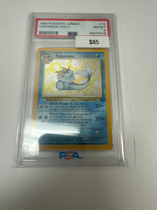 Pokemon Vaporeon Holo #12/64 PSA 8