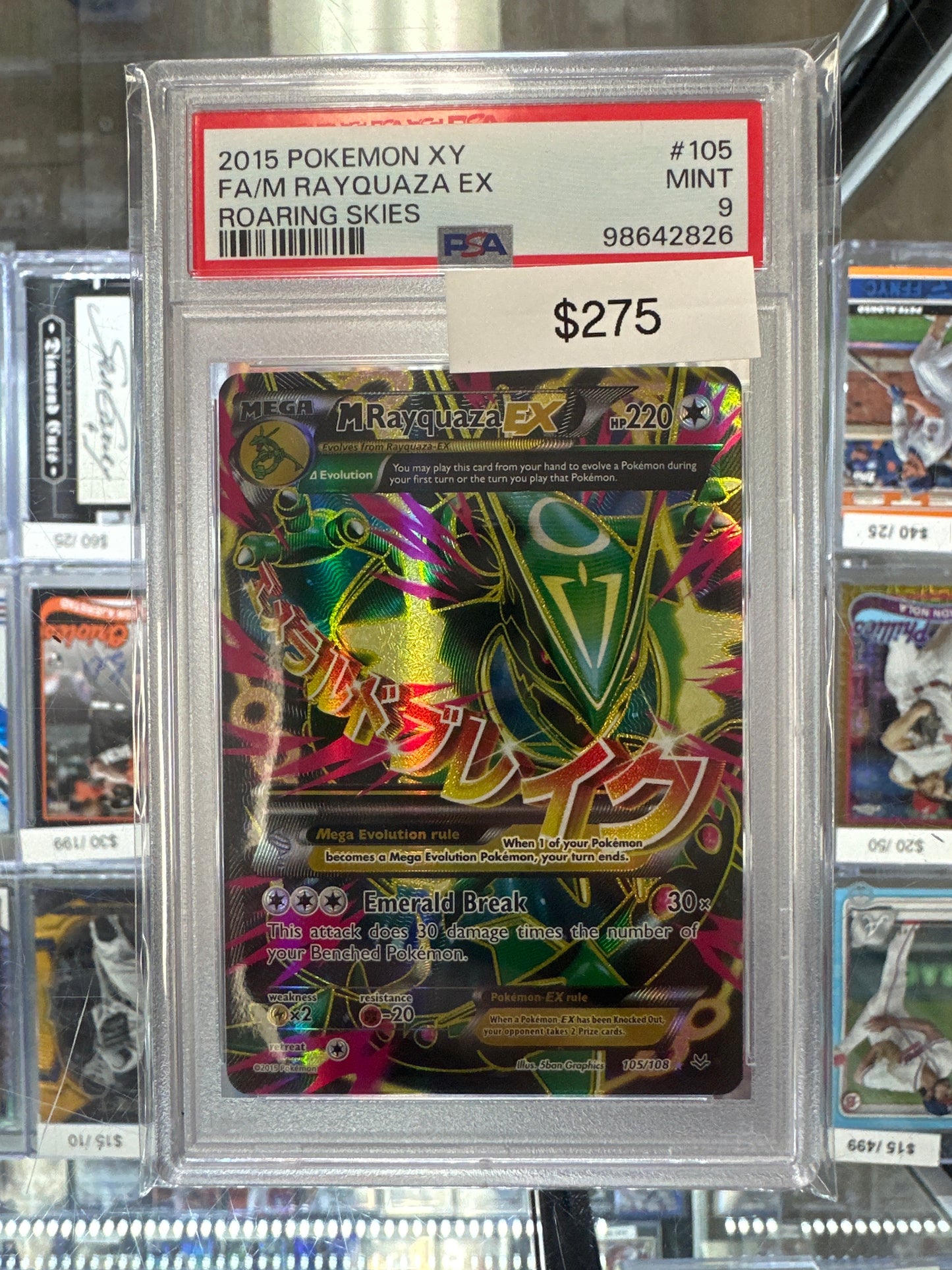 Pokemon  Roaring Skies FA M Rayquaza Ex 105/108 PSA 9