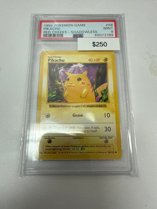 Pokemon Pikachu Red Cheeks Shadowless PSA 9 #58/102