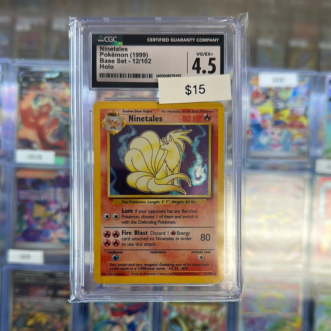 Pokémon Base Set Ninetales Holo CGC 4.5 12/102