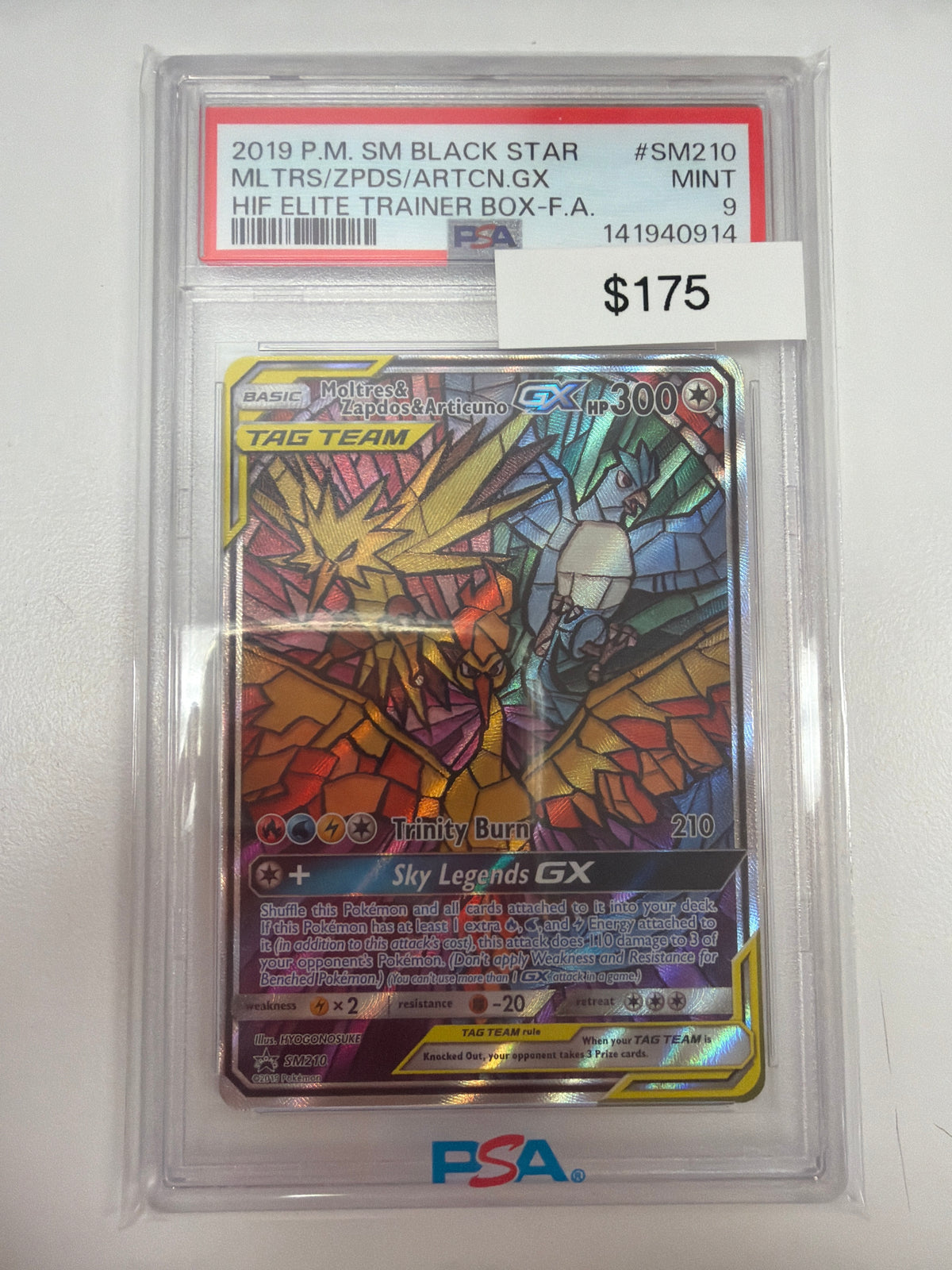 Pokemon Moltres & Zapdos & Articuno GX SM210 PSA 9
