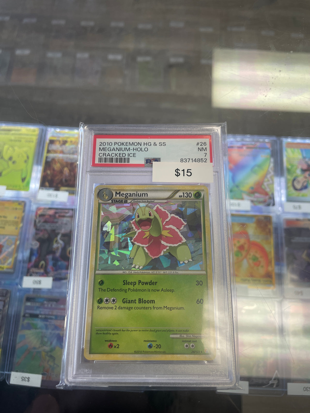 2010 Meganium-Holo Cracked Ice PSA 7 #26/123