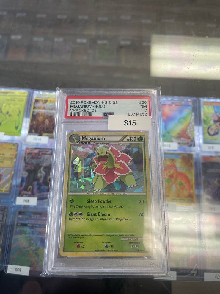 2010 Meganium-Holo Cracked Ice PSA 7 