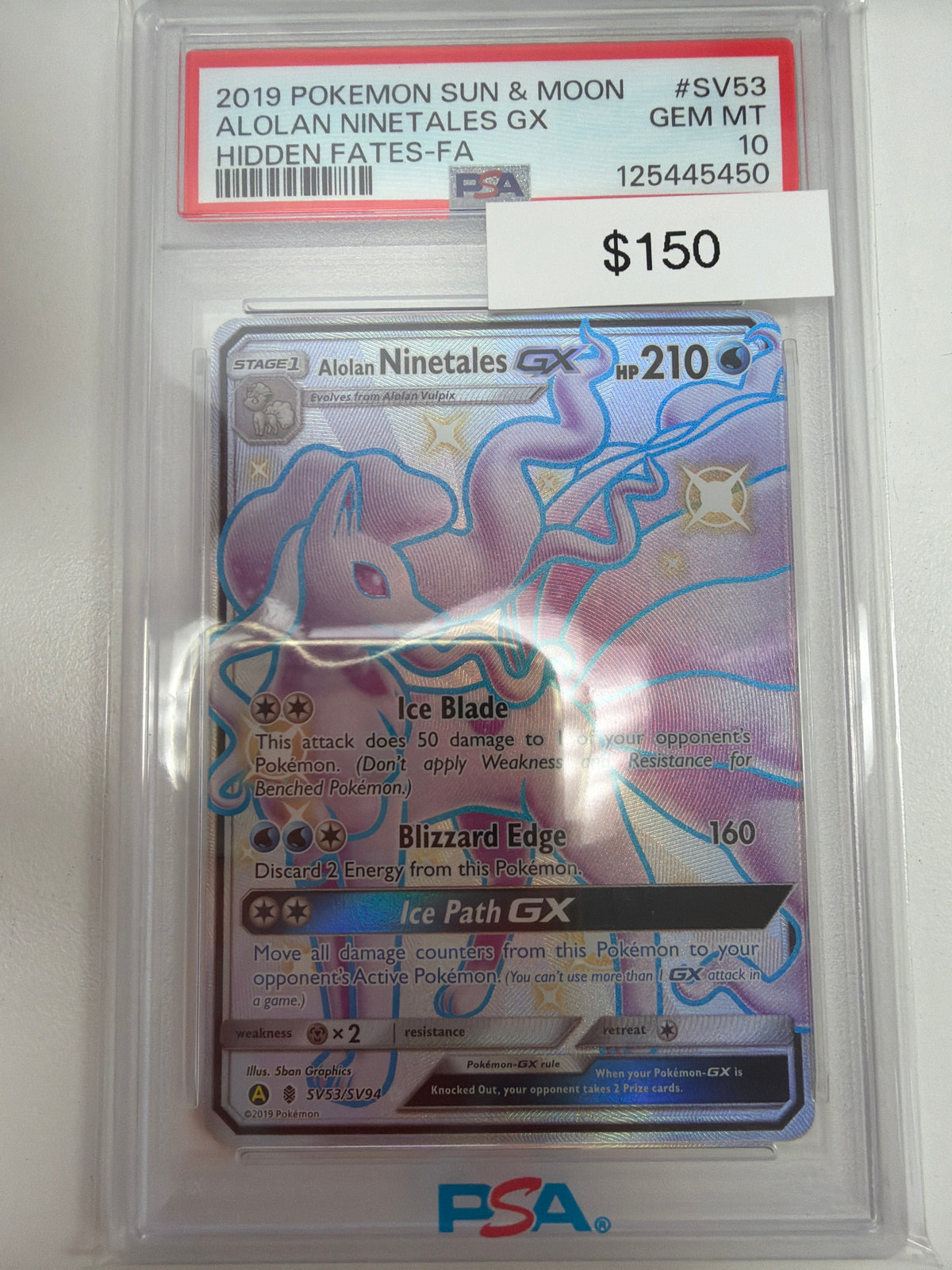 Pokemon Alolan Ninetales GX Hidden Fates SV53/SV94 PSA 10