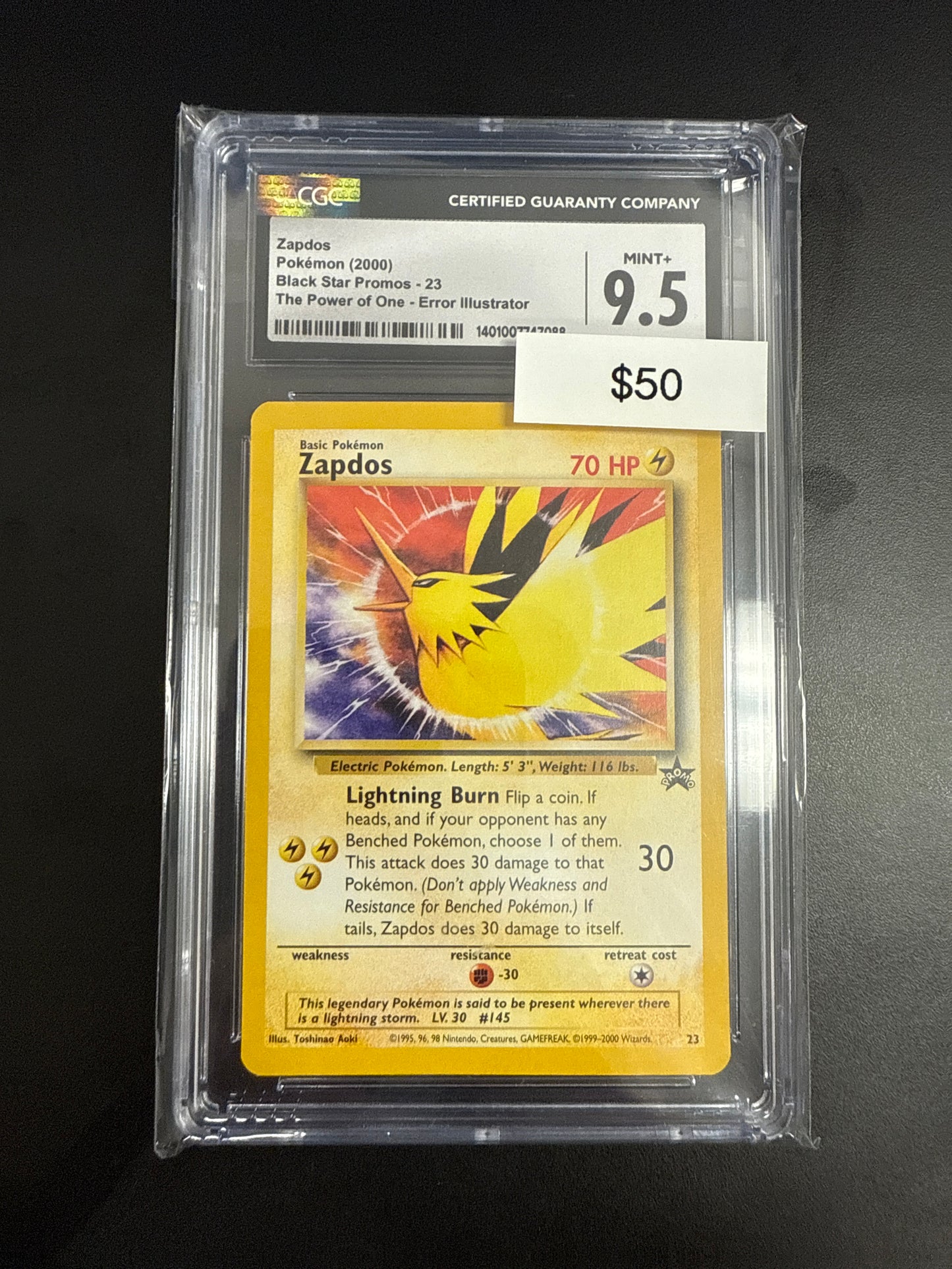 Pokémon Zapdos promo Black Star CGC 9.5