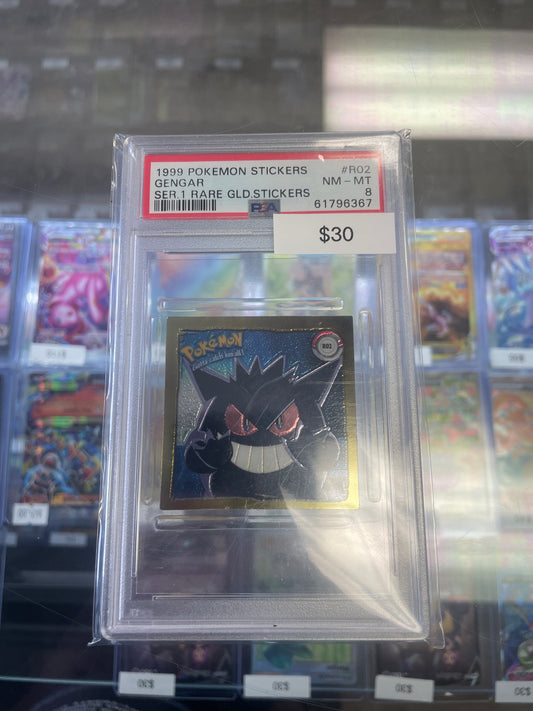 1999 Pokemon Stickers Gengar Gold #RO2 PSA 8