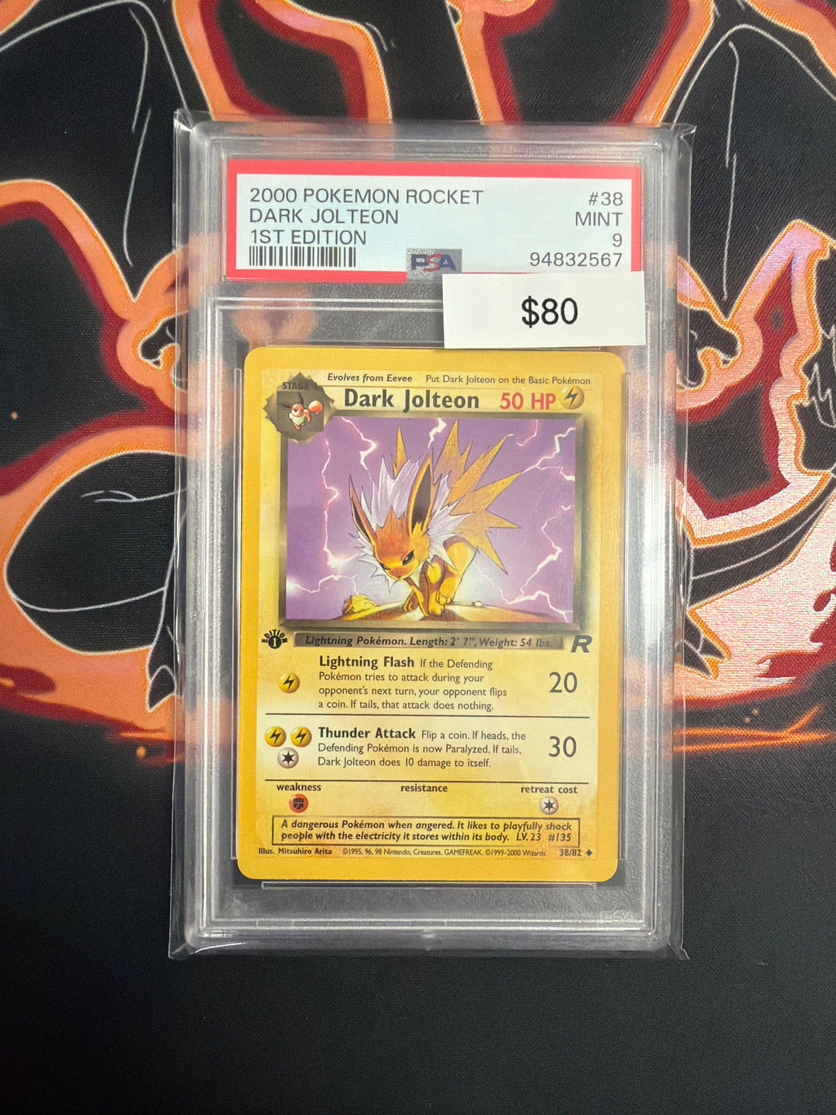 Pokemon Dark Jolteon 1st Ed. PSA 9