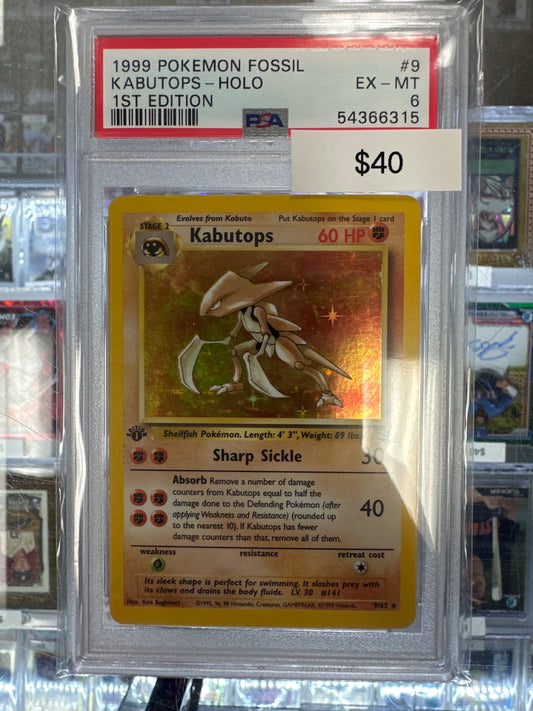 Pokemon Kabutops 9/62 1st Edition Holo PSA 6