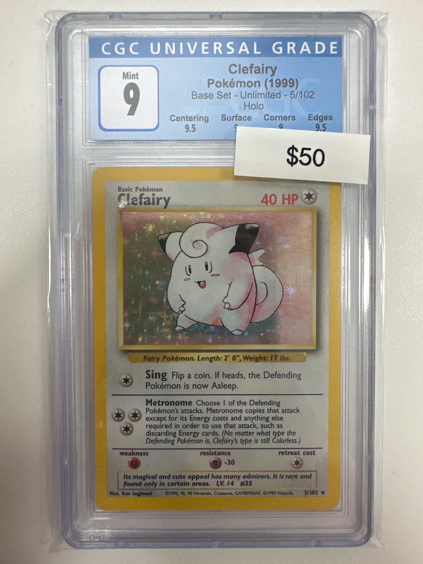 Pokemon Clefairy Base Set Holo CGC 9