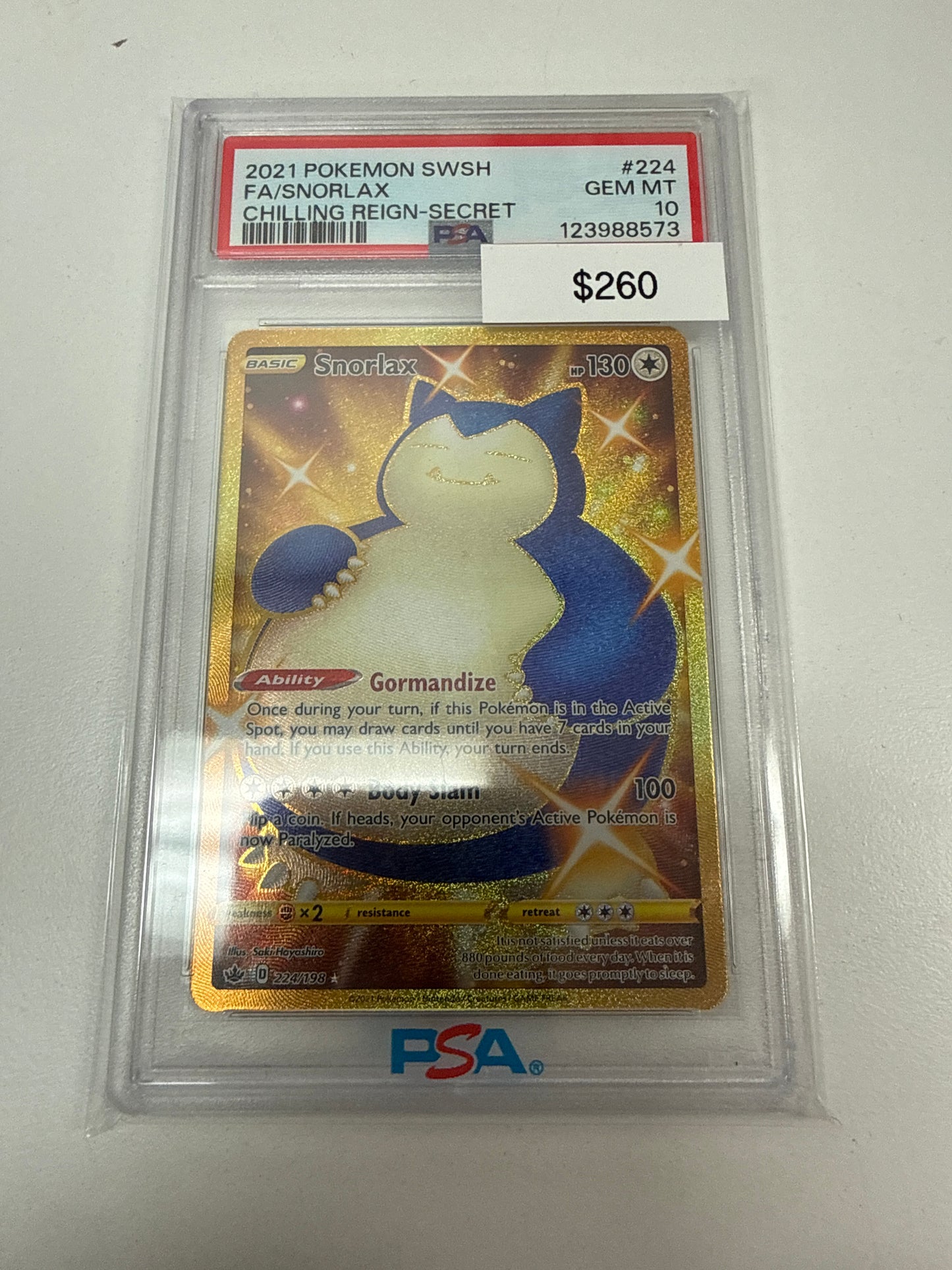Chilling Reign Snorlax Secret #224/198 PSA 10