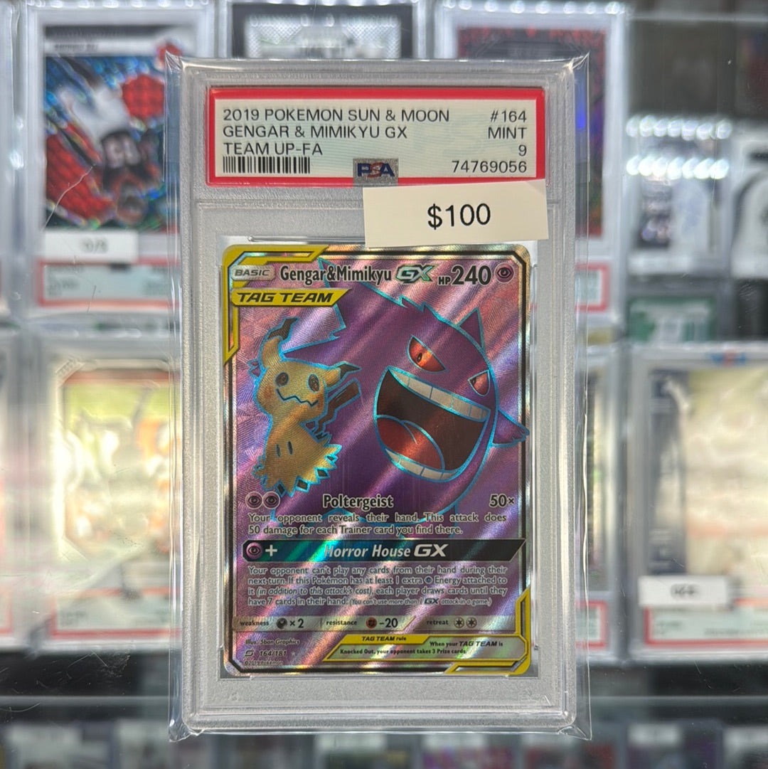 Pokémon Tag Team Gengar & Mimikyu 164 PSA 9