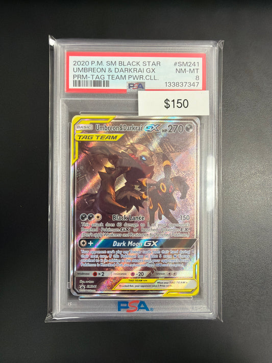 Pokemon Umbreon & Darkrai GX #SM241 PSA 8