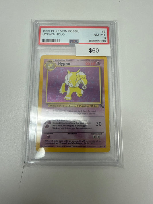 Fossil Hypno Holo #8/62 PSA 8