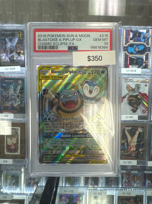 2019 Pokémon Blastoise & Piplup GX PSA 10 #215