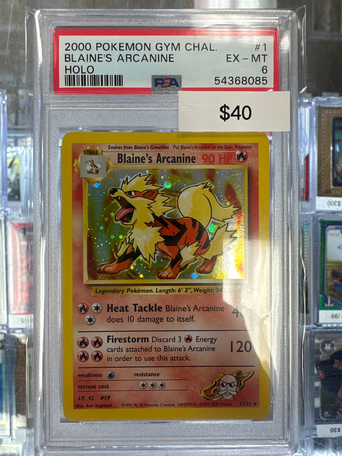 Pokemon Blaine’s Arcanine 1/132 Holo PSA 6