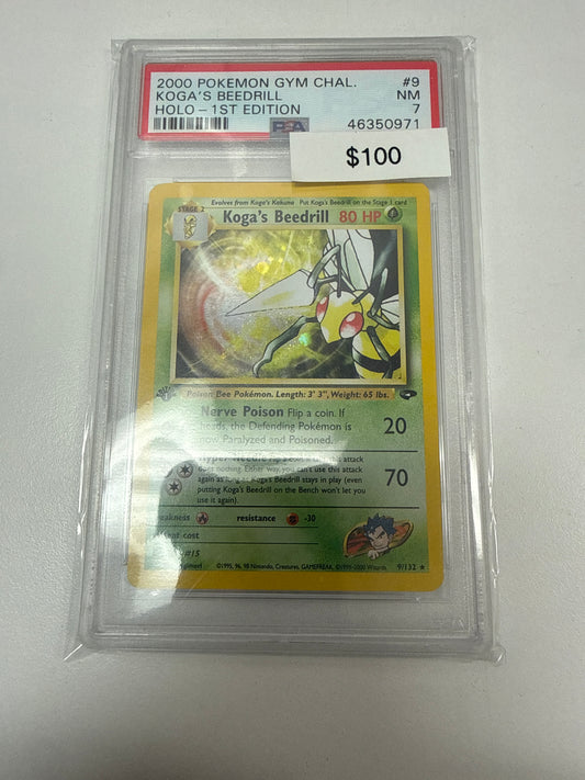 Pokemon Koga’s Beedrill Holo 1st Edition #9/132 PSA 7