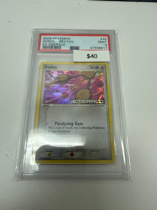 Pokemon Doduo Rev Foil Emerald Stamp #45/106 PSA 9