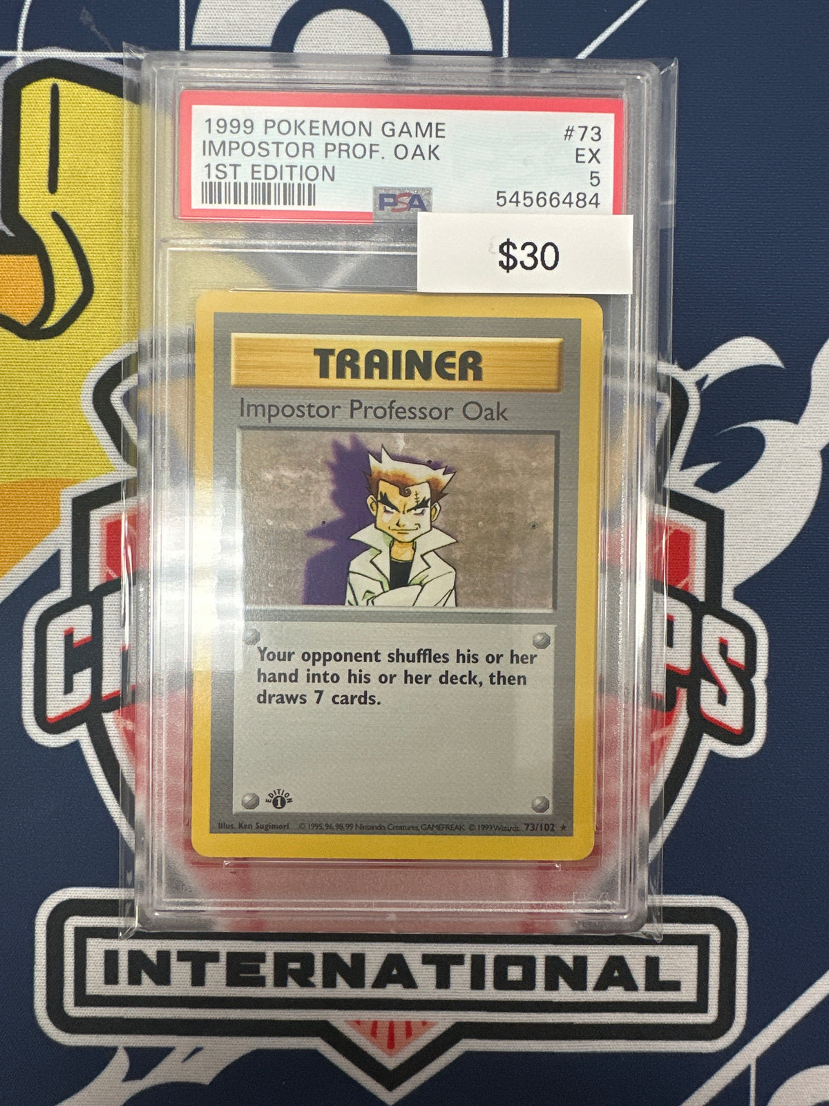 Pokemon Imposter Prof Oak 1st Edition 73/102 PSA 5