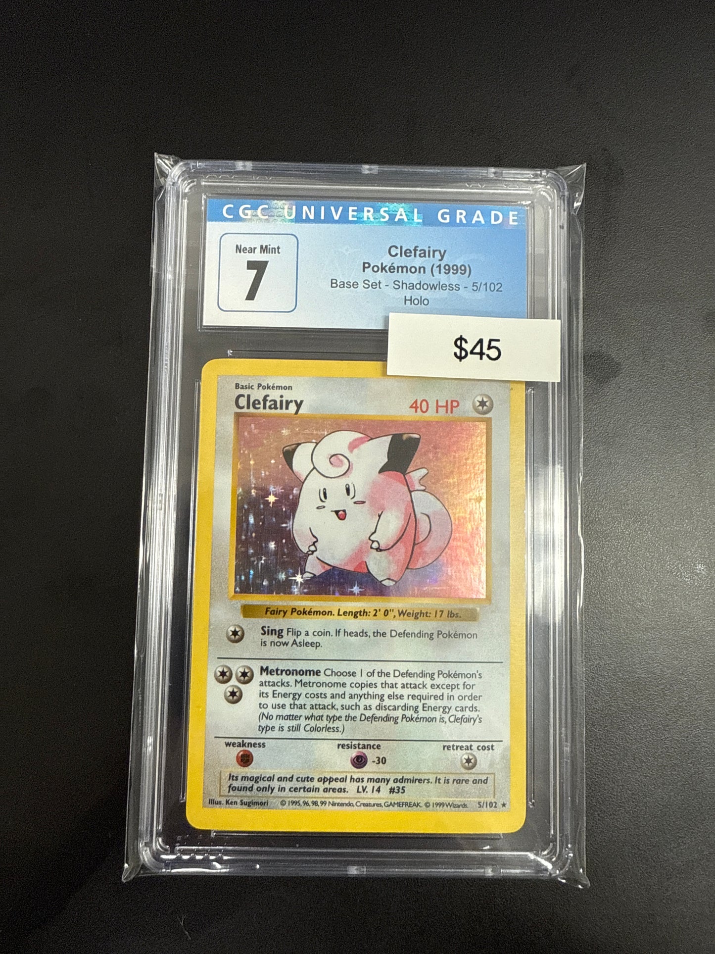 Pokémon Base Set Shadowlews Clefairy CGC 7