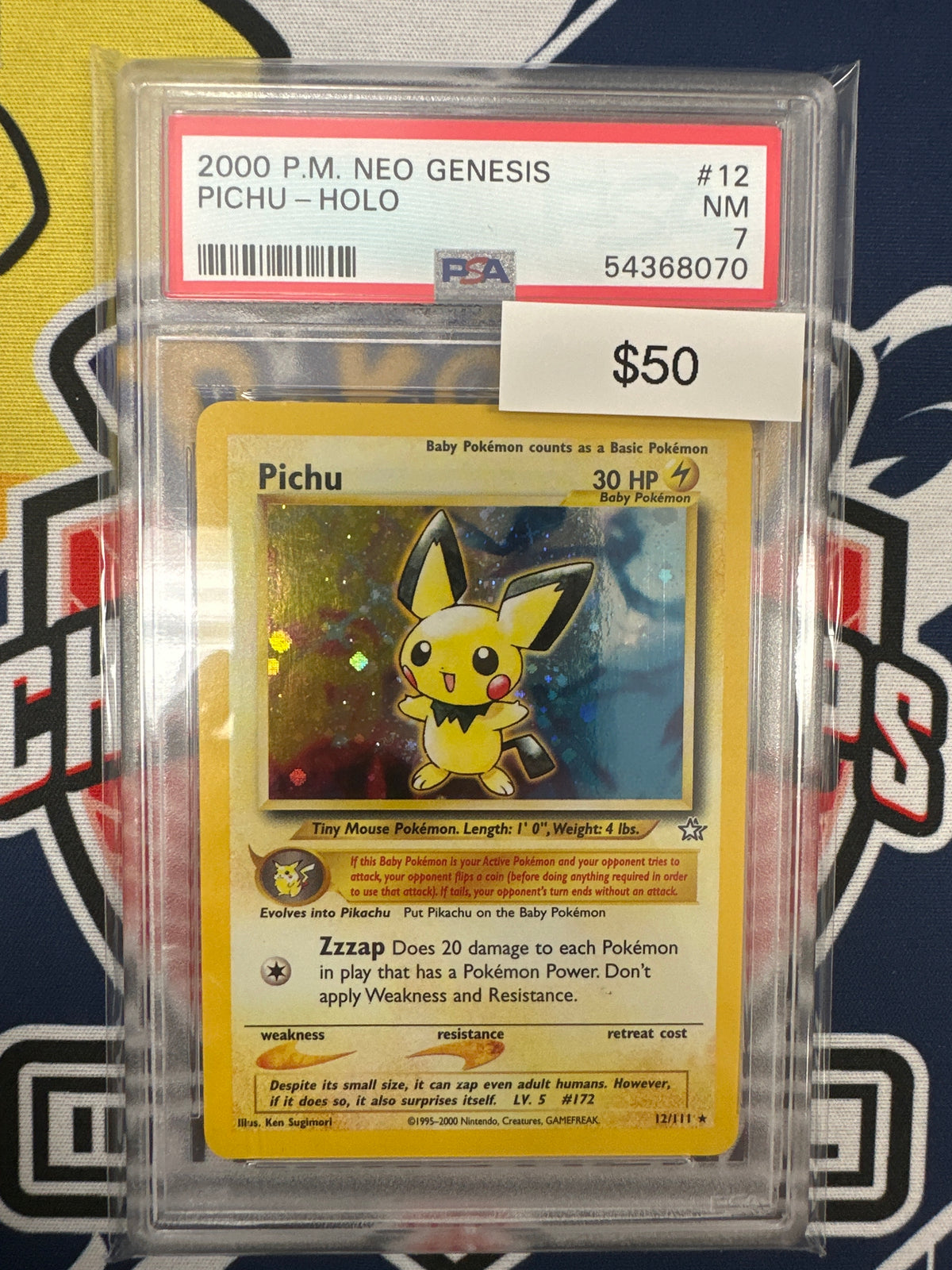 Pokemon Neo Genesis Pichu Holo 12/111 PSA 7