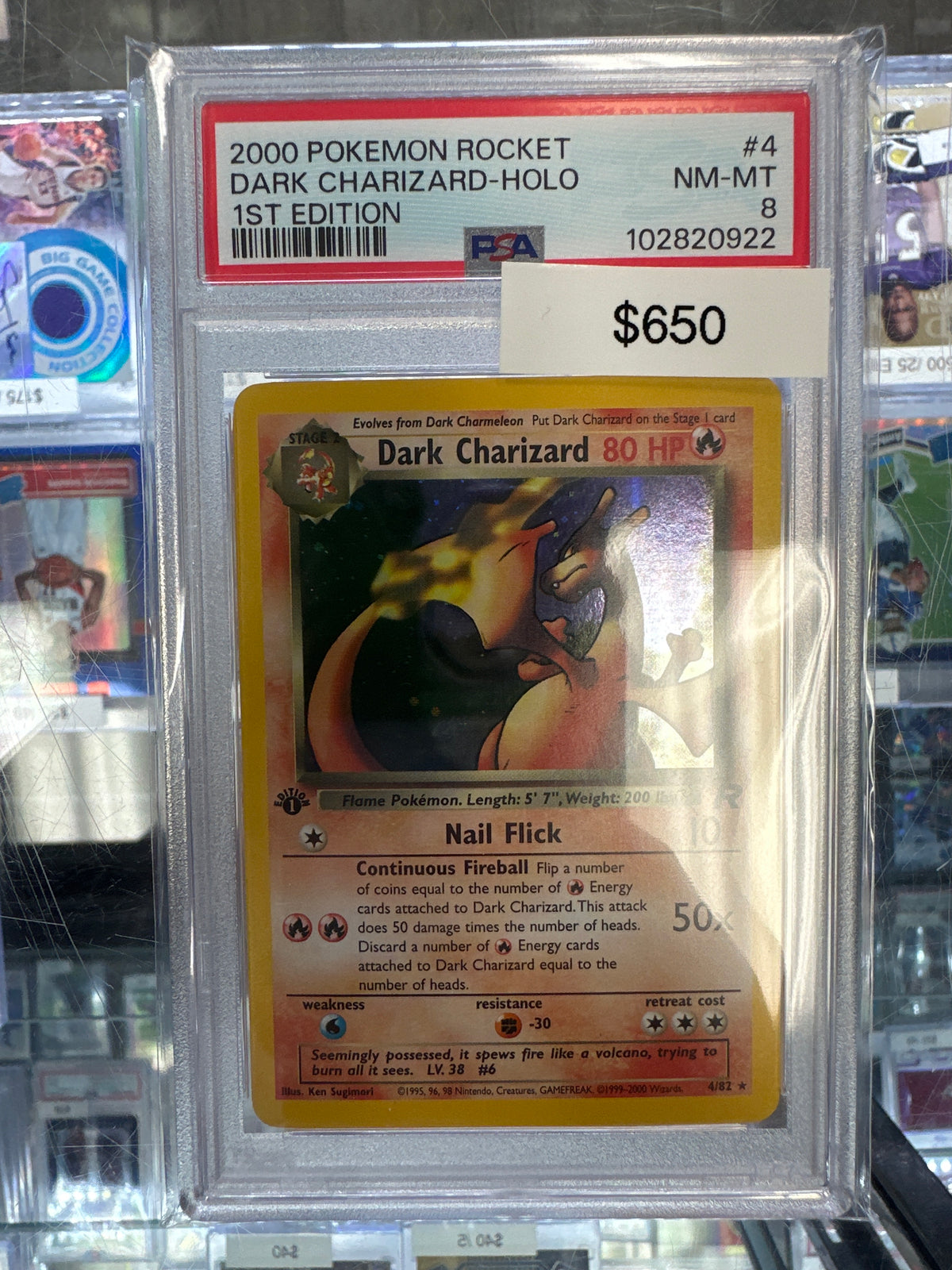 Pokemon Dark Charizard 1st Ed Holo 4/82 PSA 8