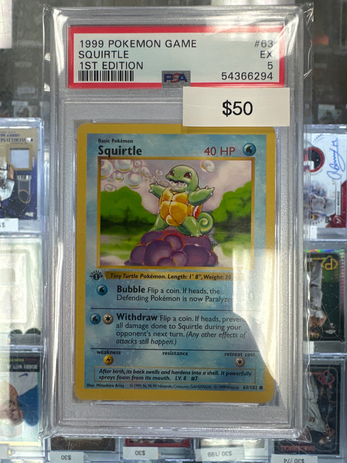 Pokemon Squirtle 63/102 1st Edition PSA 5