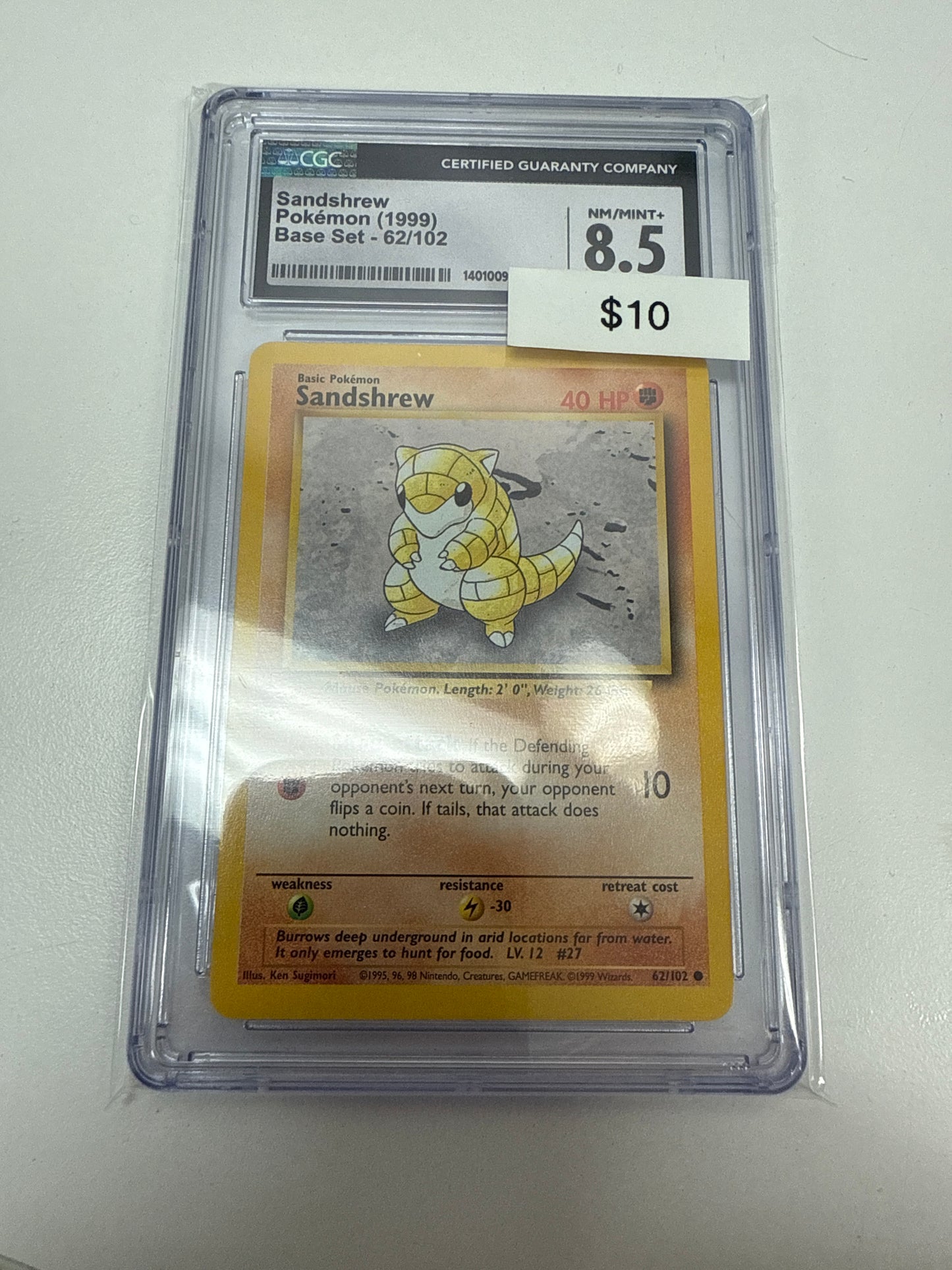 Base Set Sandshrew #62/102 CGC 8.5