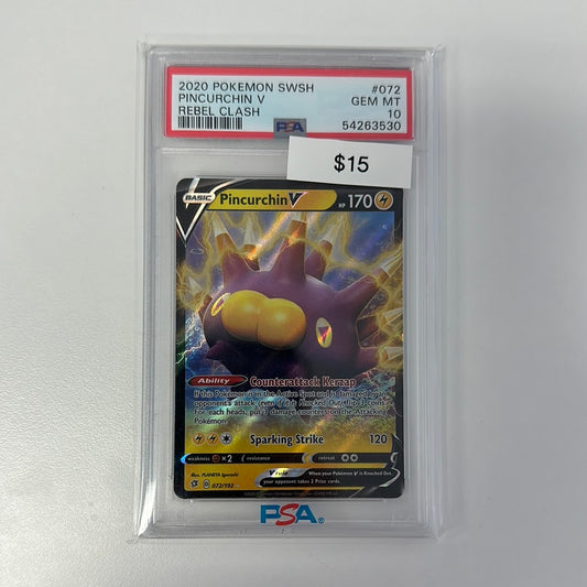 2020 Pokémon Pincurchin V Rebel Clash #072 PSA 10