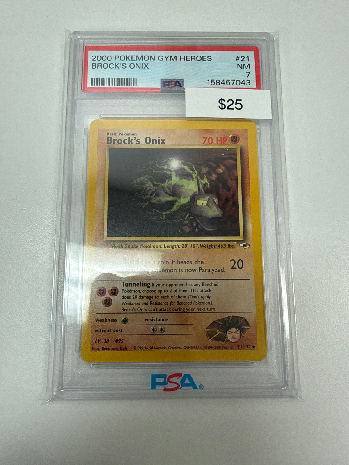 Pokemon Brock’s Onix Non-Holo PSA 7