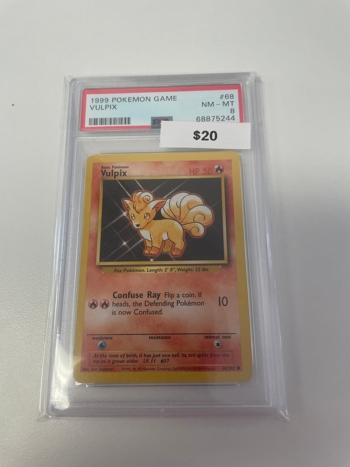 1999 Pokemom Vulpix #68/102 PSA 8