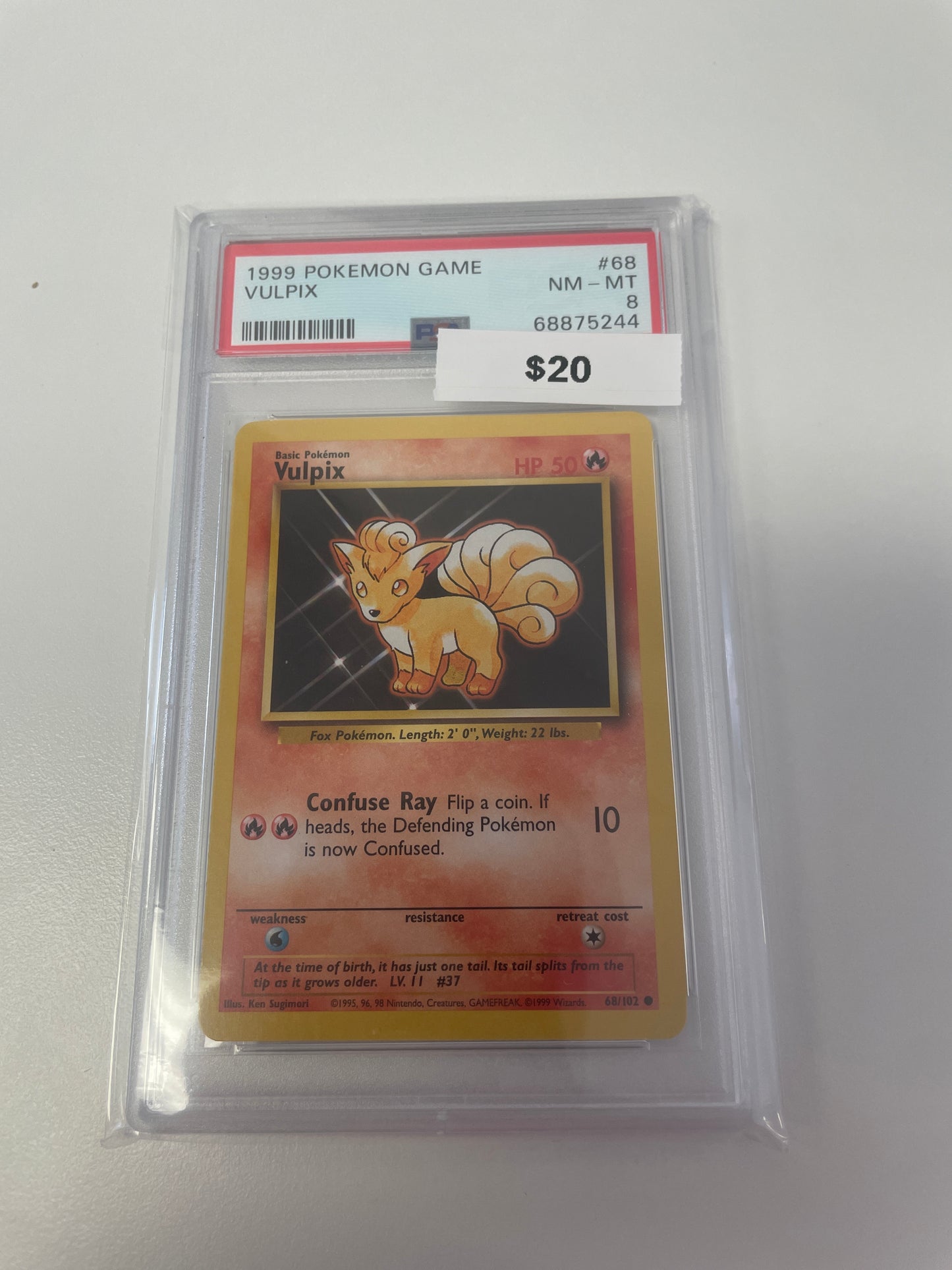 1999 Pokemom Vulpix #68/102 PSA 8