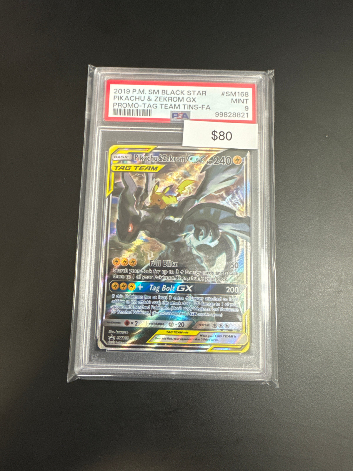 Pokémon Pikachu Zekrom GX Promo SM168 PSA 9