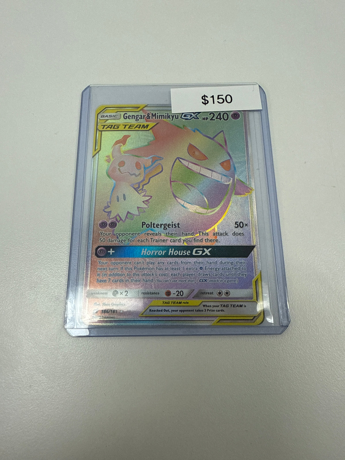 Pokemon Gengar & Mikyu GX Secret Rare #186/181