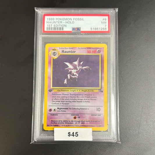 1999 Pokémon Fossil Haunter Holo 1st Edition #6 PSA 7