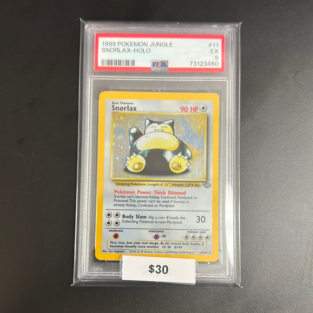 1999 Pokémon Jungle Snorlax Holo #11 PSA 5