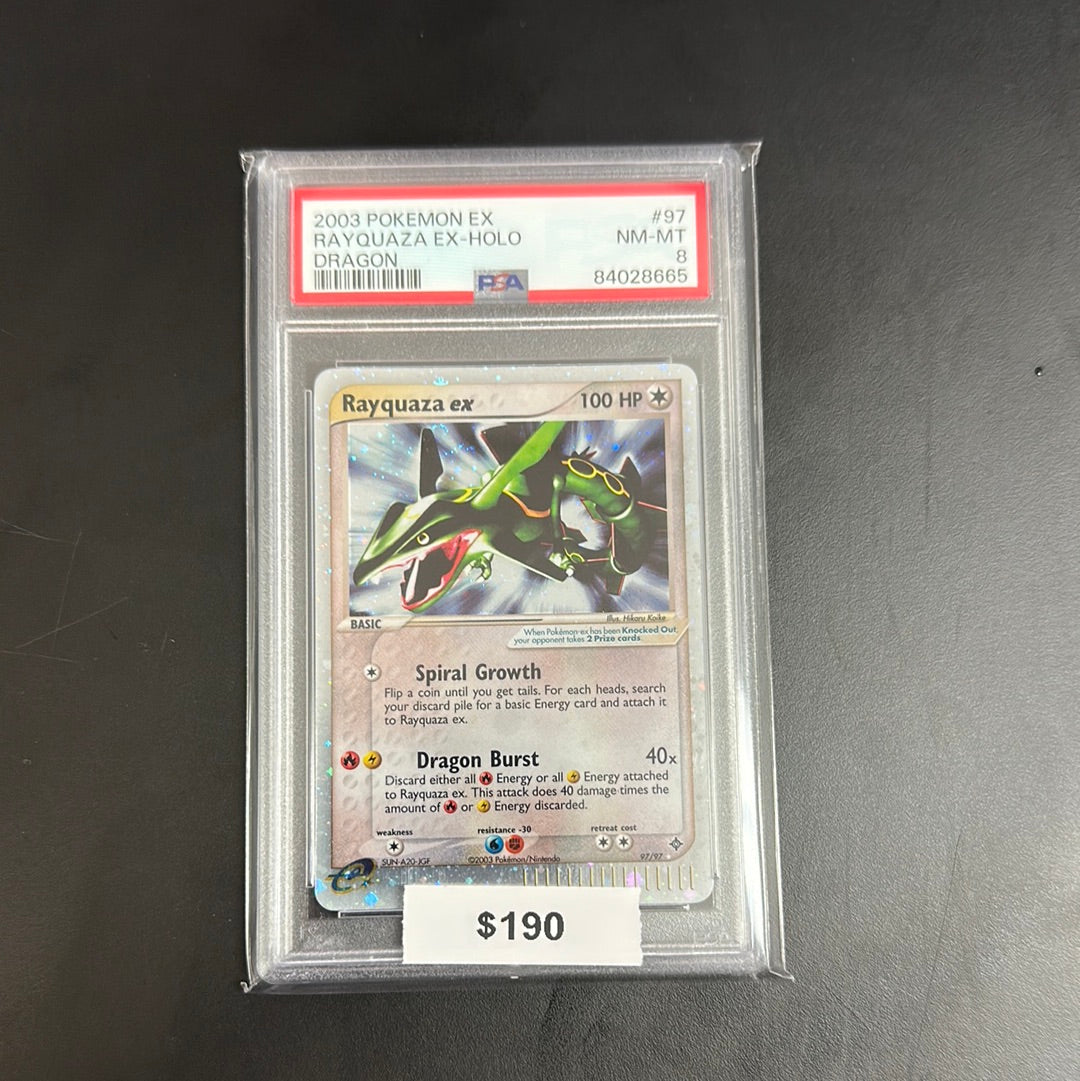 2003 Pokémon EX Rayquaza EX-Holi Dragon #97 PSA 8