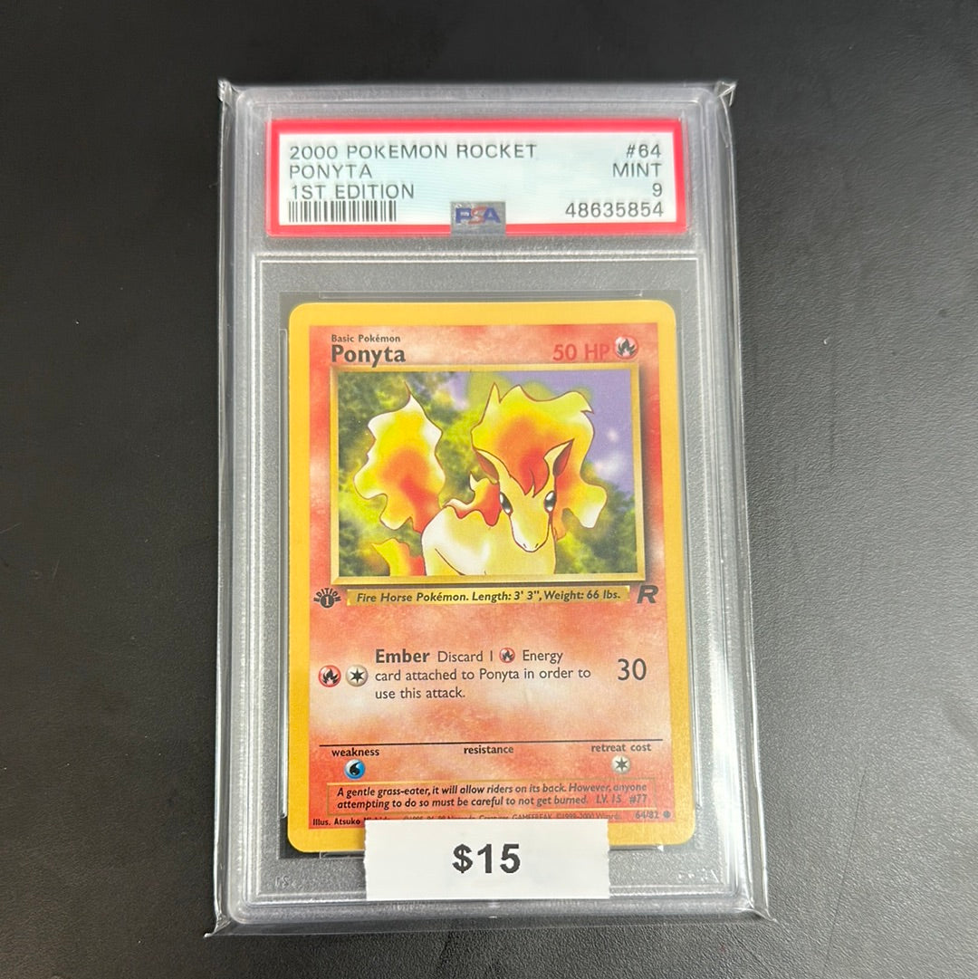 2000 Pokémon Rocket Ponyta 1st Edition #64 PSA 9