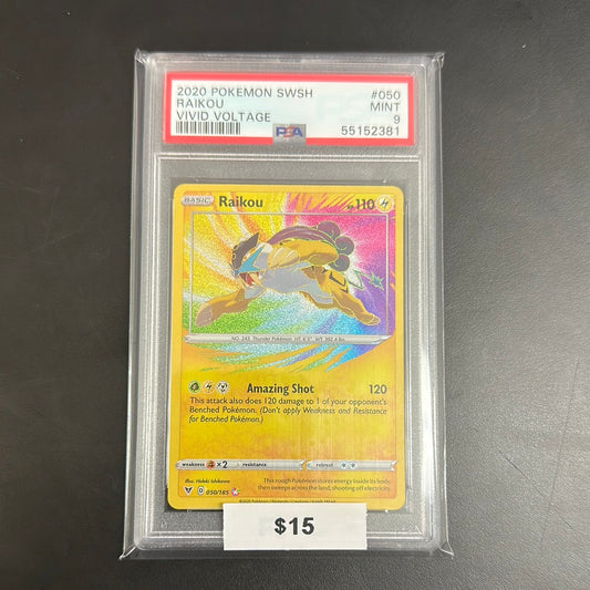 Pokémon Vivid Voltage Raikou #050 PSA 9