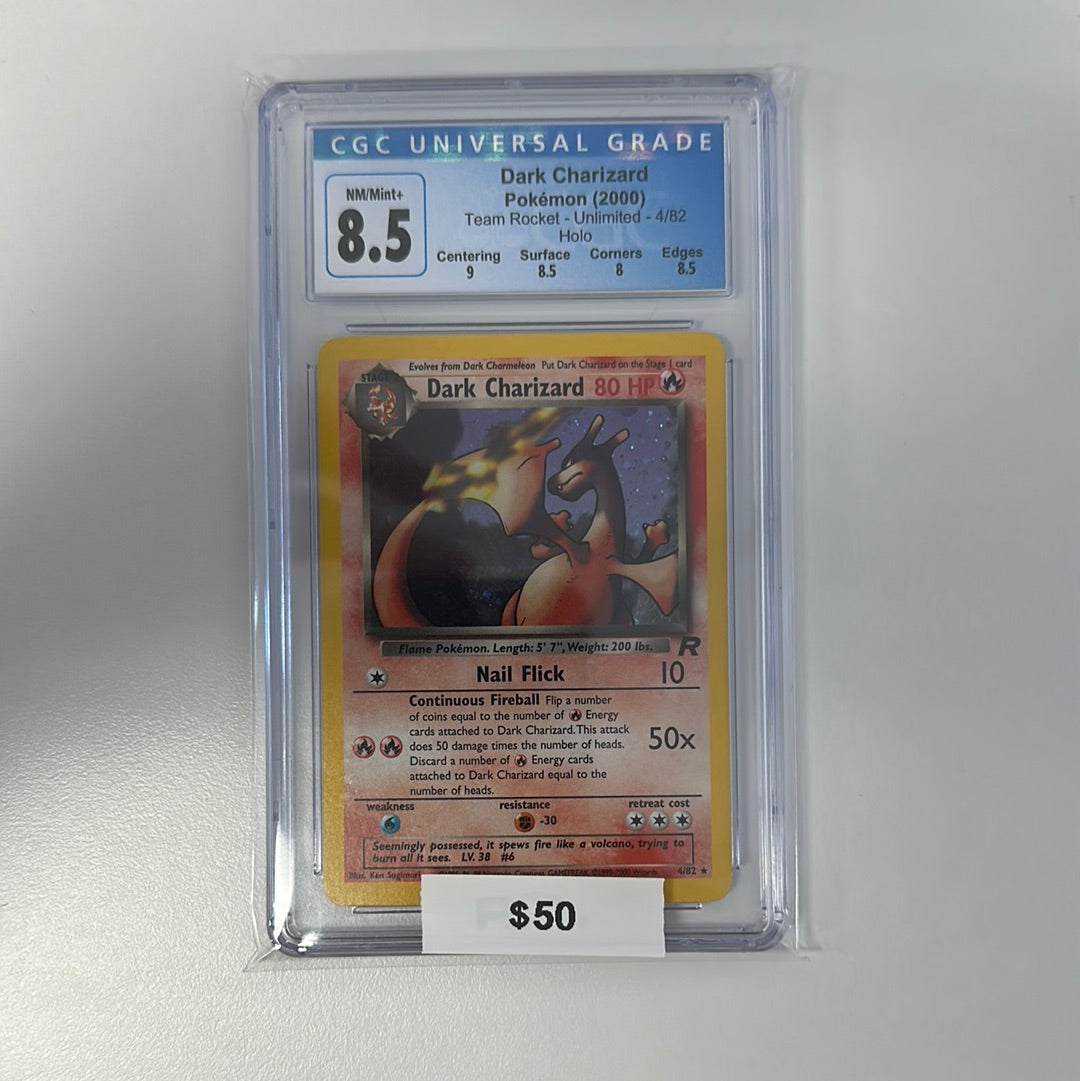 Pokémon 2000 Dark Charizard Team Rocket 4/82 CGC 8.5