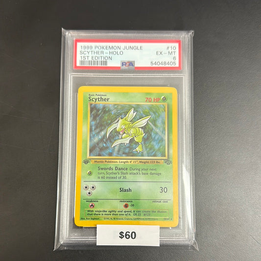 Pokémon 1999 Jungle Scyther Holo 1st Edition #10 PSA 6