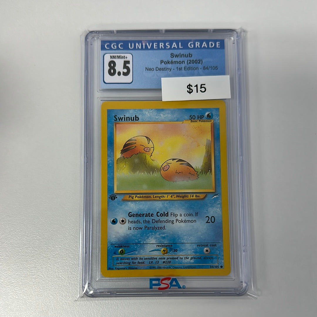 Pokémon 2002 Swinub 1st Edition CGC 8.5