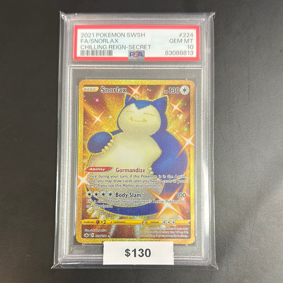 2021 Pokémon SWSH Snorlax Chilling Reign Secret #224 PSA 10