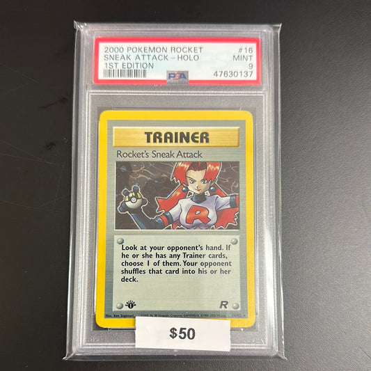 2000 Pokémon Rocket Sneak Attack Holo 1st Edition #16 PSA 9